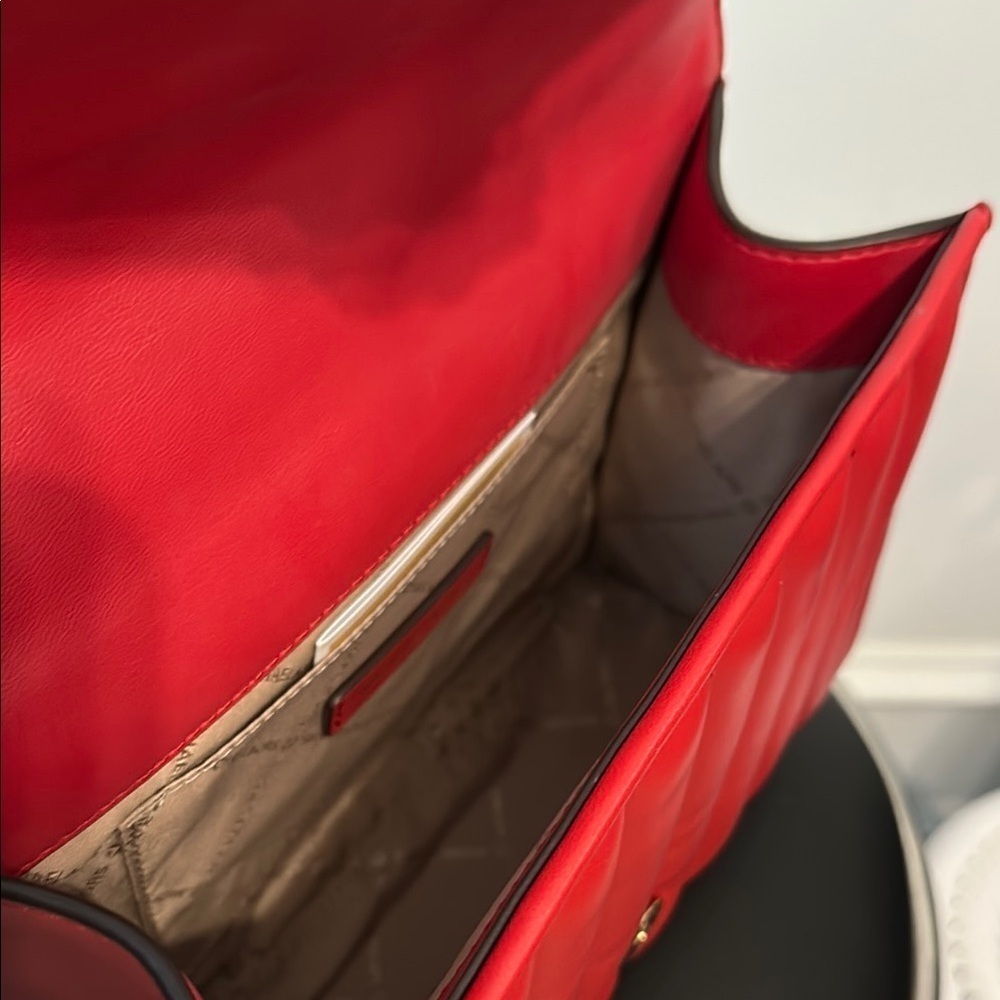 Michael Kors Red Quilted Leather Shoulder Bag - Picture 11 of 13